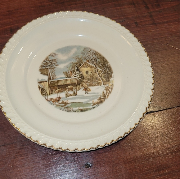 Harkerware U. S. A. Since 1840 Currier & Ives Dinnerware with gold rim - Picture 5 of 9